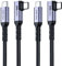 SUMPK 3M USB C 3.1 câble de données pack de 2, angle droit 100W Gen 2 charge rapide 10gbps ligne de transmission haute vitesse, 4K 60HZ sortie vidéo câble PD pour moniteur, Thunderbolt 3