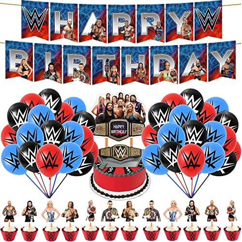 Glurak WE Geburtstag Party Ballon Set Unterhaltung im Ringen Dekoration mit Happy Birthday Banner, 18-teilige 12inch Ballons, 12-teilige Cupcake Kupfer, WE Party Deko