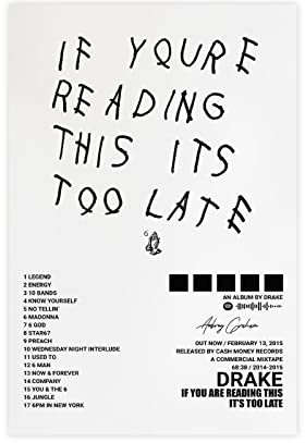 QEWRT Drake Poster If You're Reading This It's Too Late Albumcover Poster Wandkunstdruck Dekor Leinwand Poster für Zimmer Ästhetischer Rahmen: 30 x 45 cm