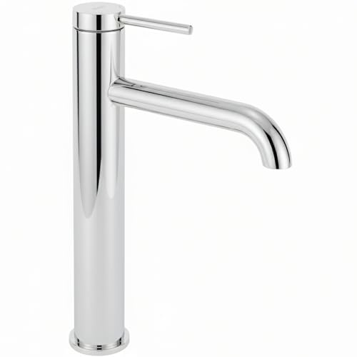 Rea Waschtischarmatur SPOT CHROME HIGH Wasserhahn Bad Badarmatur aus Messing Armatur für Waschbecken Badezimmer Mischbatterie Waschbecken Einhebel (Chrom)