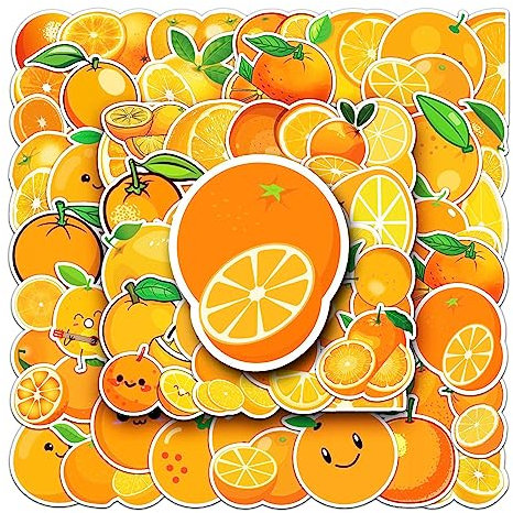 AUCEKO 50 Stück Orange Aufkleber Pack Orange Sticker Set wasserdichte Vinyl Sticker für Laptop Kinder Autos Motorrad Fahrrad Skateboard Gepäck Koffer Computer Aufkleber Graffiti Decal