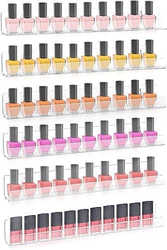 Sezanrpt Nagellack Rack für Wand, Klarer Organizer Wandmontiert 38cm, Acryl Regal für 96 Flaschen, 6-Pack