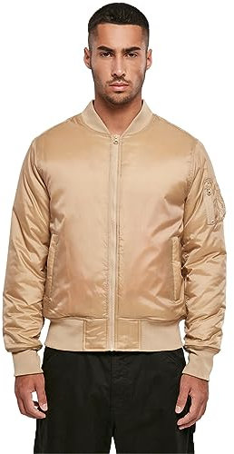 Build Your Brand Herren Jacke Bomber Jacket, Bomberjacke für Männer, leichte Sommerjacke, Unionbeige, 3XL