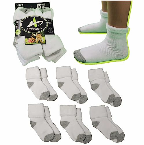 athletech 6 Paar Thermo Socken für Kinder 2-4 Jahre mit Bündchen bis Gr. 34 Thermosocken Thermostrümpfe Anti-Rutsch-Bund Atmungsaktiv Strumpf mit Fußpolsterung Socken Jungen & Mädchen