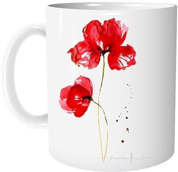 Tasse Kaffeetasse mit Mohnblume Roter Mohn - personalisierbar - Keramiktasse Natur Garten Blume Bürotasse - Geschenk für Freundin - zAcheR-fineT