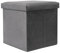 OHS Cube Storage Ottoman Matt Velvet, Grey Ottomans Storage Box Living Room Bedroom Ottoman with Lid Sturdy Space Saving Organising Storage Box, Charcoal