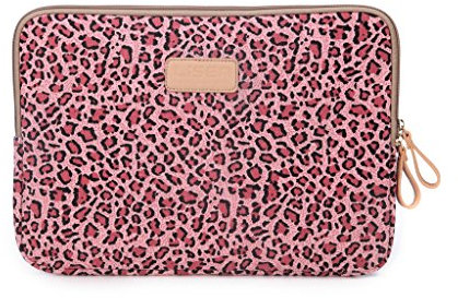 BSLVWG 10-15 Pouces Forest Series Motif Toile Imperméable pour Ordinateur Portable 13,3 Pouces Compatible avec MacBook Air Manchon pour MacBook Pro 13 (14 Pouces, Léopard Rouge)