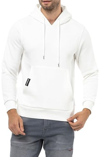 Cipo & Baxx Herren Hoodie Sweatshirt CL557 Ecru – Stylischer Pullover im Casual Streetwear Look mit Kapuze & Kängurutasche – Bequemes Oberteil für Alltag & Freizeit - CL557 Ecru L
