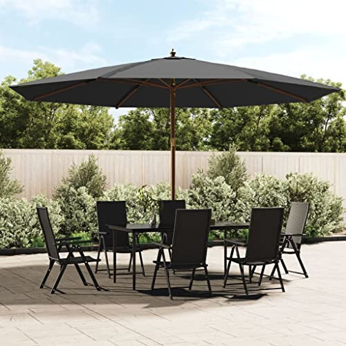 INLIFE Sombrilla con mástil de madera, antracita, 400 x 273 cm, 12,3 kg, 363177