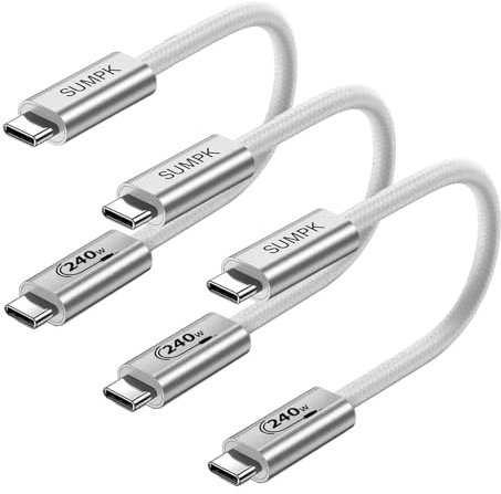 SUMPK Cable C USB de 240w a USB C de 30 cm, cable de carga rápida de cable C USB corto compatible con iPhone 15/15 pro max, Samsung Galaxy S23 S22 s21 S20 note 20, píxeles