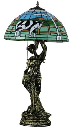 GAUUA 16 Vaches Tiffany Lampe de Table Foyer Chambre Restaurant Pays Créatif Animal Verre Home Decor Bureau Lumière