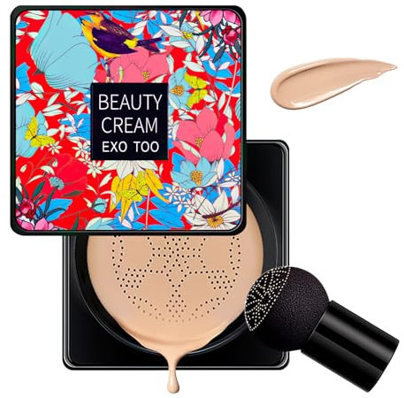 BSOON Pilzkopf Luftkissen CC Cream, Make Up Concealer, Air Cushion CC Cream, Feuchtigkeitsspendende Foundation Concealer Make-up Basis Flüssige Grundierung Whitening Liquid Foundation (Natürlich, C)