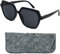 Stilvolle Sonnenbrille Sechseckig Damen ohne Stärke und großen Gläsern, Gratis Etui, Leichten Kunststoff Brillengestell Modern mit Federscharnier (Schwarz)