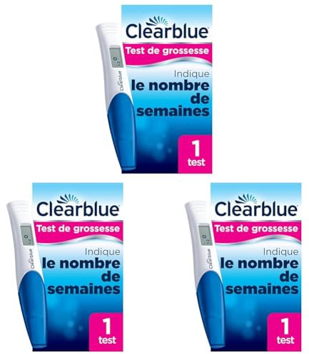 Test De Grossesse Clearblue Digital Avec Estimation De l’Âge De La Grossesse, 1 Test Digital, Vous indique le nombre de semaines depuis la conception : 1-2, 2-3 ou plus de 3 semaines (Lot de 3)