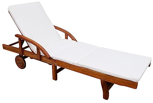 Tidyard Sonnenliege mit Auflage klappbarer Gartenliege Relaxliege Sonnenliegen Gartenliegen Holzliege Klappliege Strandliege Sun Lounger Liege Garten Campingstühle Liegestuhl Massivholz Akazie