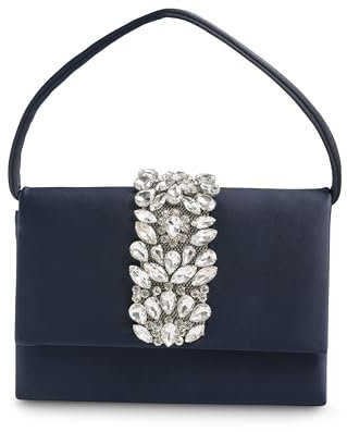 Michelle Moon Handtasche Damen Klein Elegant mit Glitzer | Abendtasche Dunkelblau | Clutch Dunkelblau für Hochzeit, Party und besondere Anlässe | Handtasche Damen Dunkelblau