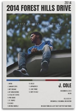 2014 Forest Hills Drive J Album, Musikfiguren, Album, Poster, Heimdekoration, Büro, Dekoration, Wohnzimmer, Teenager, Schlafzimmer, Leinwand, Gemälde, Druck, Geschenk, 30 x 45 cm, ungerahmt