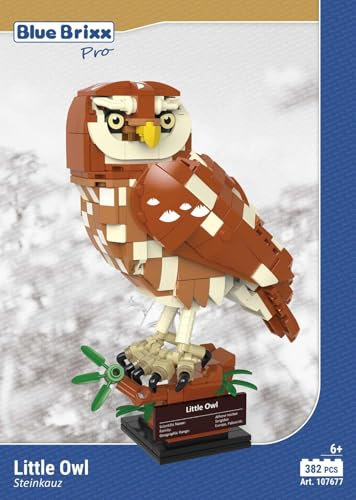 BlueBrixx Pro 107677 – Steinkauz aus Klemmbausteinen mit 382 Bauelementen