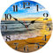 TAHEAT 20 cm Meer Strand Wanduhr, Klein Schöne Modern Badezimmer Uhr, Ohne Tickgeräusche Mediterrane Wanduhren für Wohnzimmer Schlafzimmer Küche