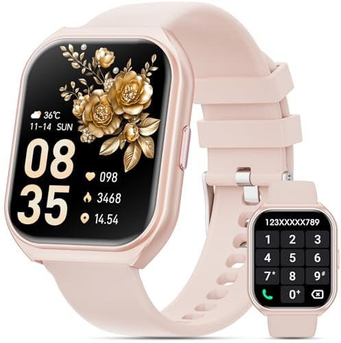 Smartwatch Herren Damen, 1.85 HD Smart Watch mit Telefonfunktion, 100+ Sportmodi Fitnessuhr mit Schrittzähler Herzfrequenz Schlafmonitor, IP68 Wasserdicht Fitness Watch für Android iOS(Rosa)