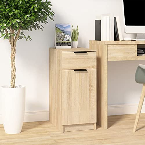 Somanki Schreibtischschrank Sonoma-Eiche 33,5x50x75 cm Holzwerkstoff, Schreibtisch Unterschrank, Schreibtisch Regal, Aktenschrank, Schubladenelement, Beistellschrank 811505
