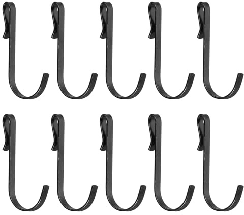 sourcing map 20Pcs J-Shaped Hook, Wire Rack Hook Metal Clip-on Hooks Fit 1-3mm OD for Hanging, Drying, Kitchen Spoon Hanger Supermarket, Black