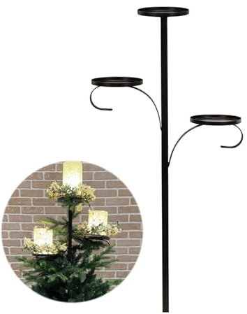 Puntale per albero di Natale nero, a tre livelli, decorazione per candelabro, decorazione unica per albero di Natale (60 cm)