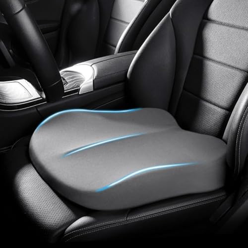 Accmuzzy Keilkissen Auto,Memory Foam Autositzkissen für Fahrersitz,Sitzerhöhung Auto Erwachsene,Autositzkissen Fahrersitz, Für Bürostuhl, Rollstuhl (Grau)