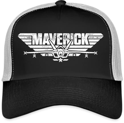 Spreadshirt Top Gun Maverick Kampfjet Logo Trucker Cap, One Size, Schwarz/Steingrau