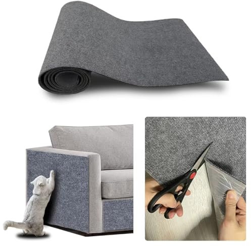 JSUDQR Alfombra Rascador para Gatos Adhesivo 40x200cm Gris Claro Rascador para Gatos Sofa para sofás, Muebles y alfombras