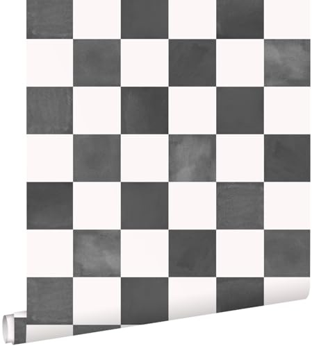 Esta Home Tapete Karomuster Schwarz-Weiß 53 cm x 10.05 m