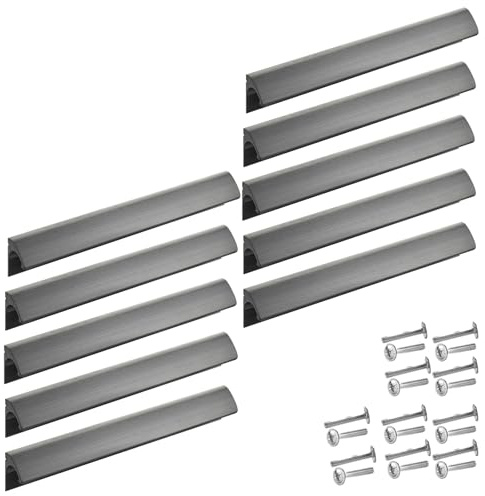 SOTECH 10 x Möbelgriffe Blackline ELEGANCE BA 192 mm schwarz matt eloxiert | Aluminium L: 212 mm Griffleiste deckt alte Bohrlöcher ab