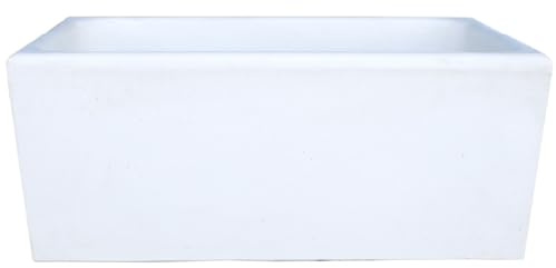 FORTUNATO Pilozza Lavabo Calcestruzzo Cemento Serie Ostuni Design Moderno Bianco Verniciabile Lavanderie Giardini (75 x 55 x h.30 cm)