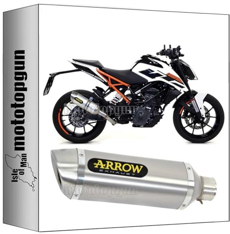 pot echappement approuve arrow thunder en aluminium avec embout en acier compatible avec ktm duke 125 2017 2018 2019 2020 mototopgun 71860ao + 71675mi