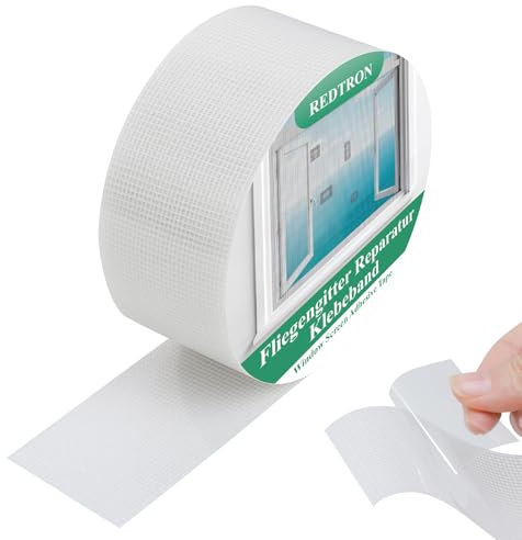 REDTRON Cinta para Reparar Mosquiteras (48mm×5m, Blanco), Fibra De Vidrio Para Reparar Mosquiteros Para mosquiteras de puertas y ventanas, Cinta Autoadhesiva para Reparación