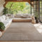 HomebyHome Teppich Wohnzimmer, Schlafzimmer, Wintergarten, Kurzflor Beige, Hoch-Tief-Effekt, weich & waschbar, Outdoor geeignet, pflegeleicht, 140x200 cm