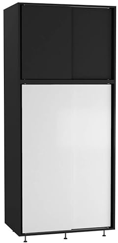 URBNLIVING 180cm 4 Sliding Doors Wardrobe Bedroom Storage Unit with Hanging Rail, Modern Engineered Wood Closet Cupboard, Freestanding Clothes Organizer, Customizable Two-Tone Design, Ample Space