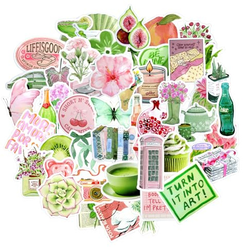 VOSSOT Aesthetic Sticker Set 100 Stück im INS-Stil – Wasserfeste cute Aufkleber für Journals, Koffer, Scrapbooking & Journal Sticker– Aufkleber für Laptop, Kindle, Wasserflasche, Buch, Book, Deko