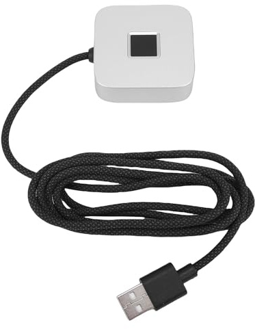 Focket USB Fingerprint Reader, 360° Touch Fast Recognition Biometric Fingerprint Scanner for PC, Dongle Support for WINDOWS 10 11 Hello Desktop, Automatic Driver Setup (Silver)