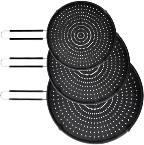 Apidgrowth Silicone Splatter Screen for Frying Pan, Pan Protectors | Pan Splatter Guard, Microwave Splatter Cover, Heat Resistant Guard, Dishwasher Safe (9.8,11.4,13)