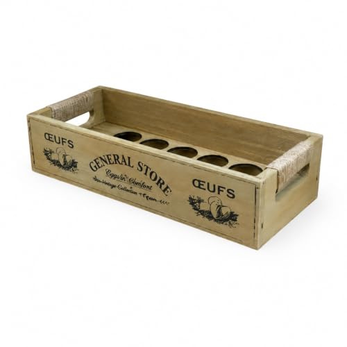 General Store Wooden Egg Holder Tray, Vintage Style, Holds 12 Eggs, MDF, 32x13x7cm