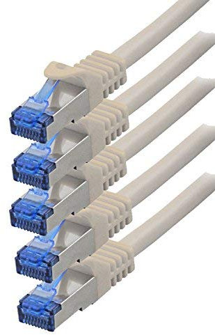 BIGtec Cavo Ethernet 5 pezzi - 2m CAT 7 Cavo LAN RJ45 internet gigabit CAT7 cavo di rete grigio cable Alta Velocità cavo patch