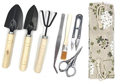 Yotek Bonsai Baum Growing Kit Sukkulente Gartengeräte, Set von 8 Pcs – Inklusive Gartenschere, Schere, Mini Rake Fach, Bud, Reinigungsbürste & Leaf Trimmer 8pcs