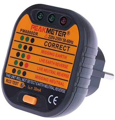 Peakmeter Spina UE PM6860DR Automatic Electric Socket Tester Neutro Live Test di Messa a Terra del filo RCD Peakmeter Spina 220V-250V