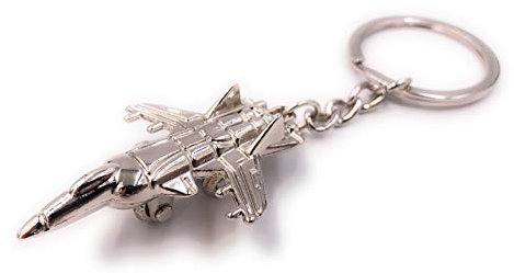 H-Customs Kampfjet Fighter Bomber Silber besonderer Schlüsselanhänger Anhänger aus Metall