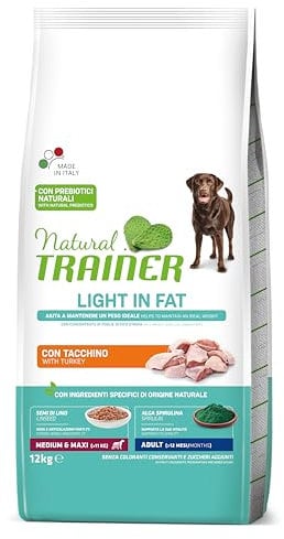 Natural trainer Ideal Weight Medium & Maxi Hundefutter für Erwachsene Hunde, leicht von Fett, mit Truthahn, 12 kg