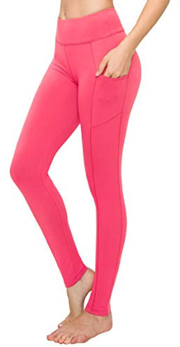 ALWAYS Yoga-Leggings für Damen, hohe Taille, weich, solide, Stretch, hohe Taille, Bsl1170 / Neon Pink, XL/XXL
