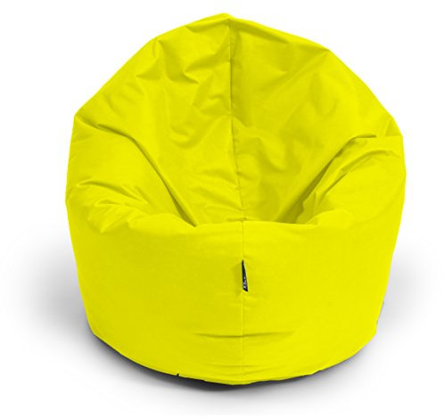 BuBiBag Sitzsack L - XXL 2 in 1 mit Füllung Sitzkissen Topfenform Bodenkissen Kissen Sessel BeanBag (145 cm Durchmesser, gelb)