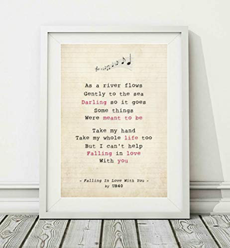 Didymus Co UB40 – Falling In Love With You – Liedtext Kunstdruck (ungerahmt) – Größen A4 A3, A4