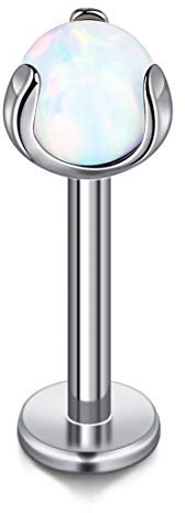 Cizme Titan Lippenpiercing 8mm Labret Stecker mit Opal 1,2mm Helix Tragus Monroe Knorpel Piercing Stecker Bar